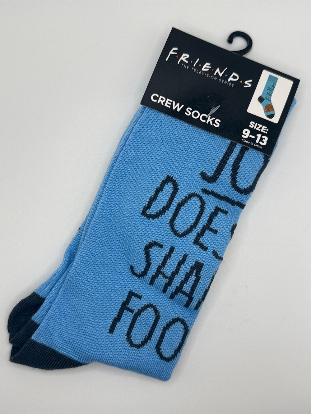 FRIENDS Light Blue Crew Socks “Joey Doesn’t Share Food”